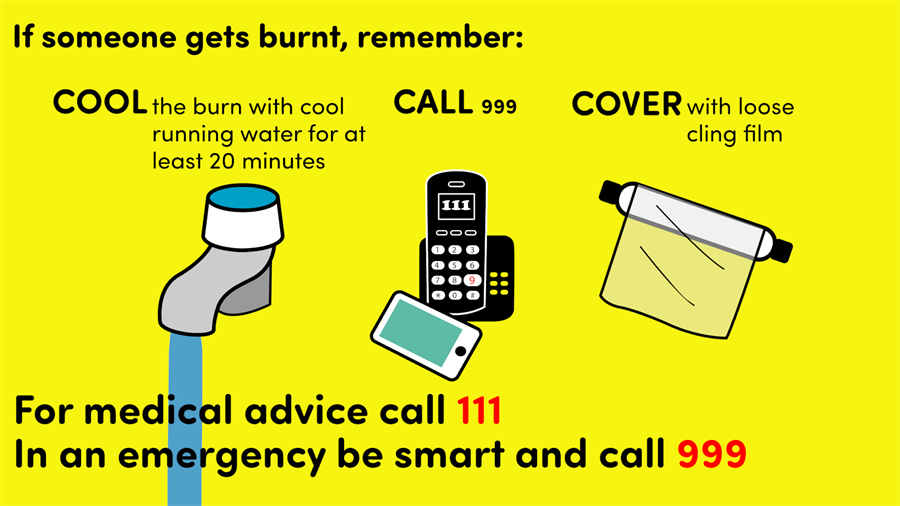 First aid for burns and scalds Kent Fire and Rescue Service